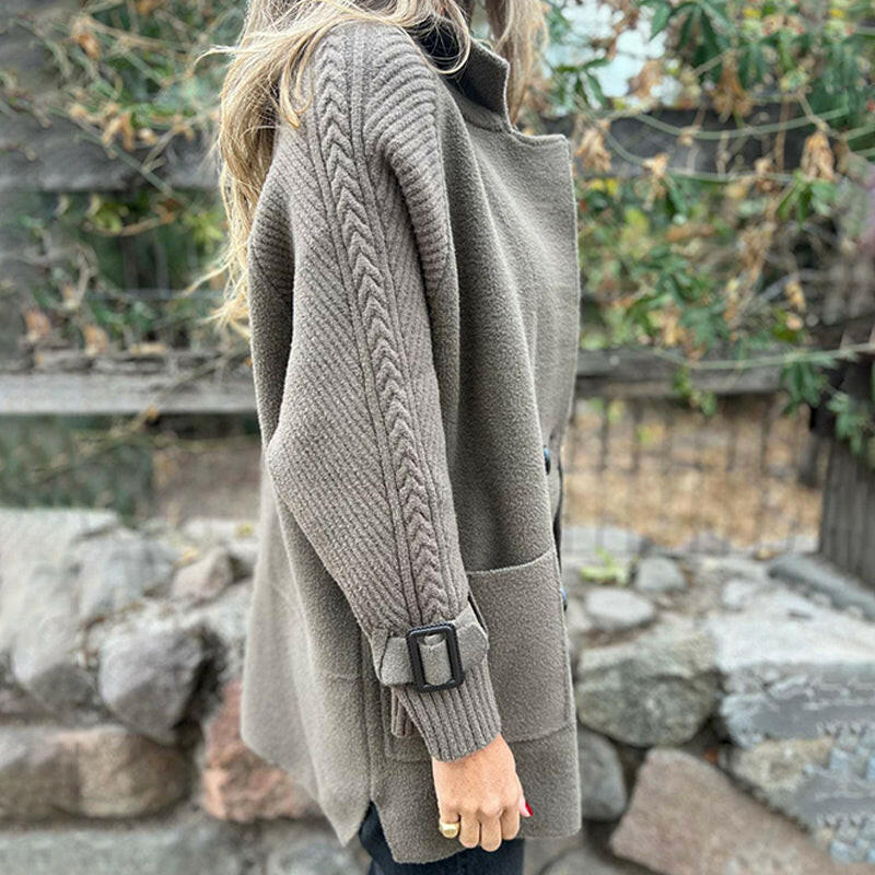Juliette™ | Double-Breasted Coat with Knit Sleeves