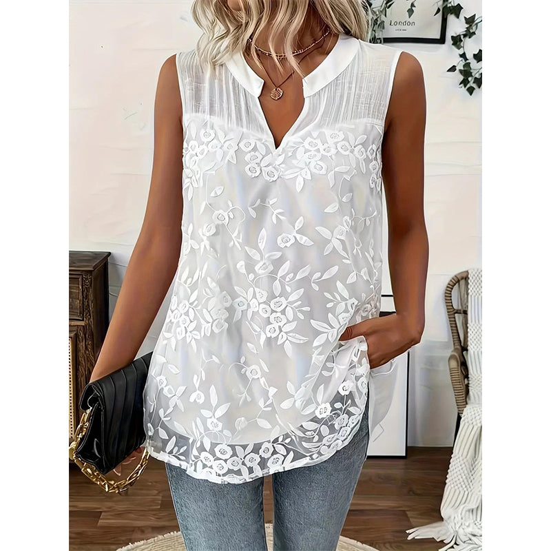 Ophelia™ | Chic Floral Sleeveless Shirt