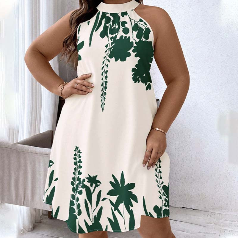 Renelle™ | Floral Print Halter Neck Dress