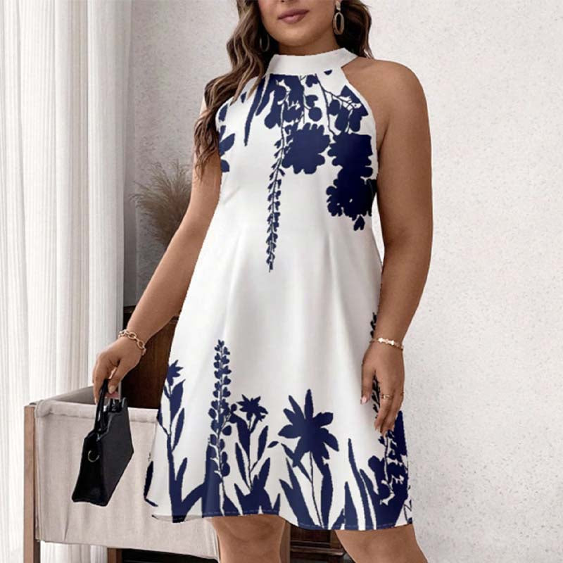 Renelle™ | Floral Print Halter Neck Dress