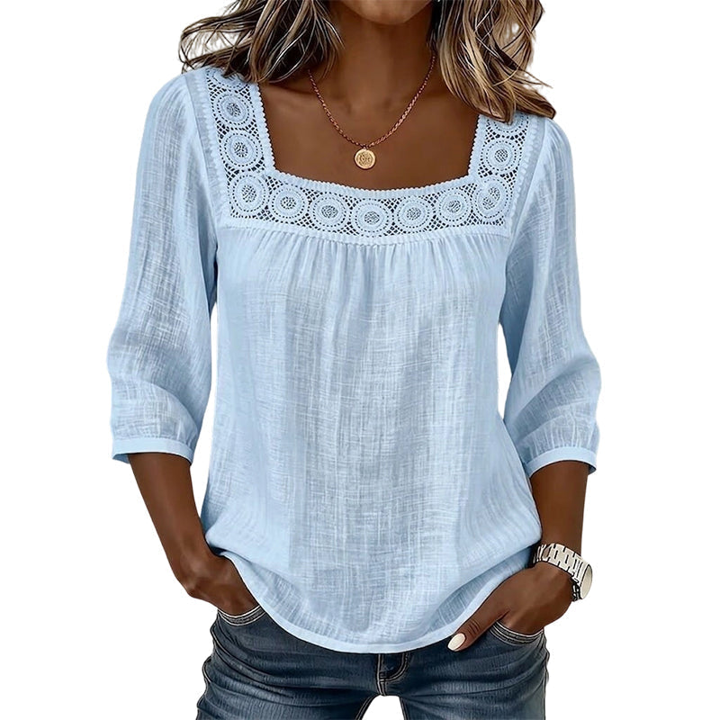 Olivia | Lace Blouse with Square Neckline