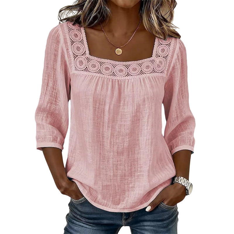 Olivia | Lace Blouse with Square Neckline