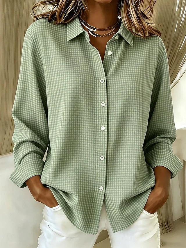 Hillrose™ | Relaxed Gingham Button-Front Blouse