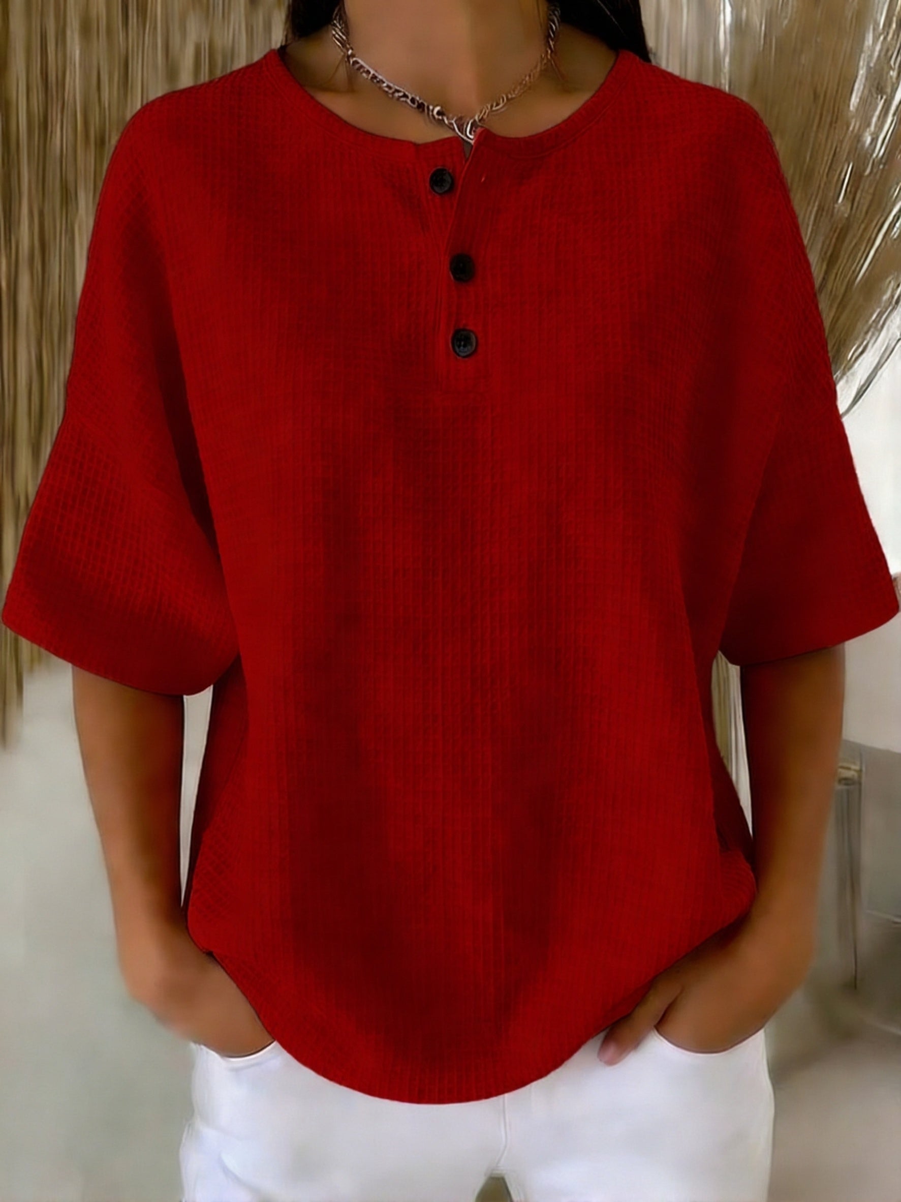 Nora™ | Short Sleeve Henley Top