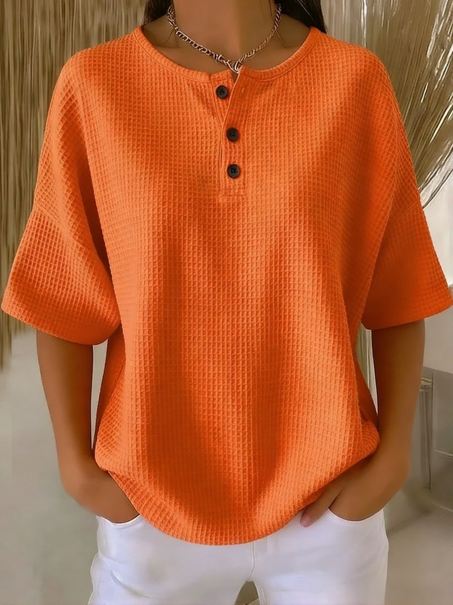 Nora™ | Short Sleeve Henley Top