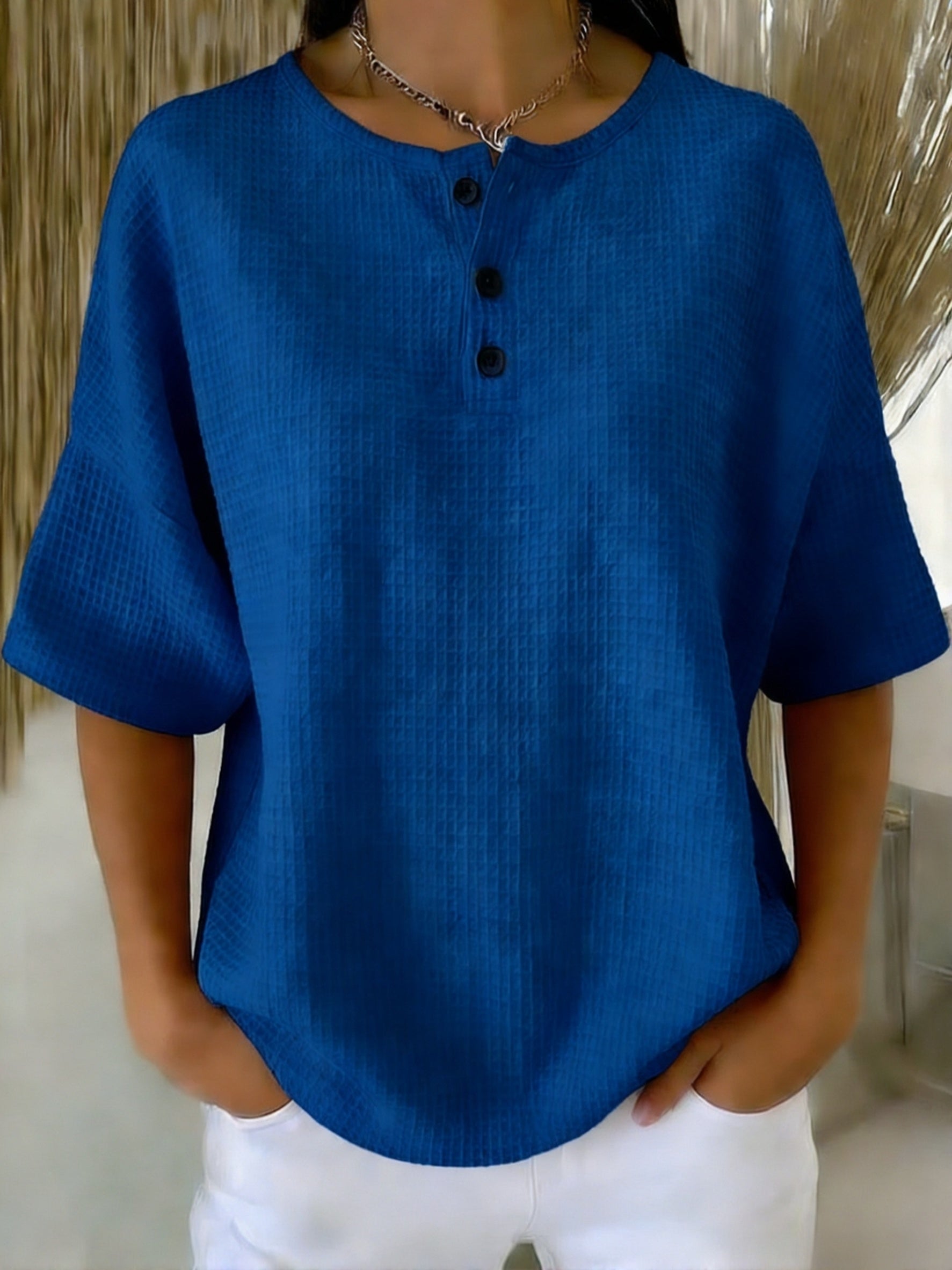 Nora™ | Short Sleeve Henley Top