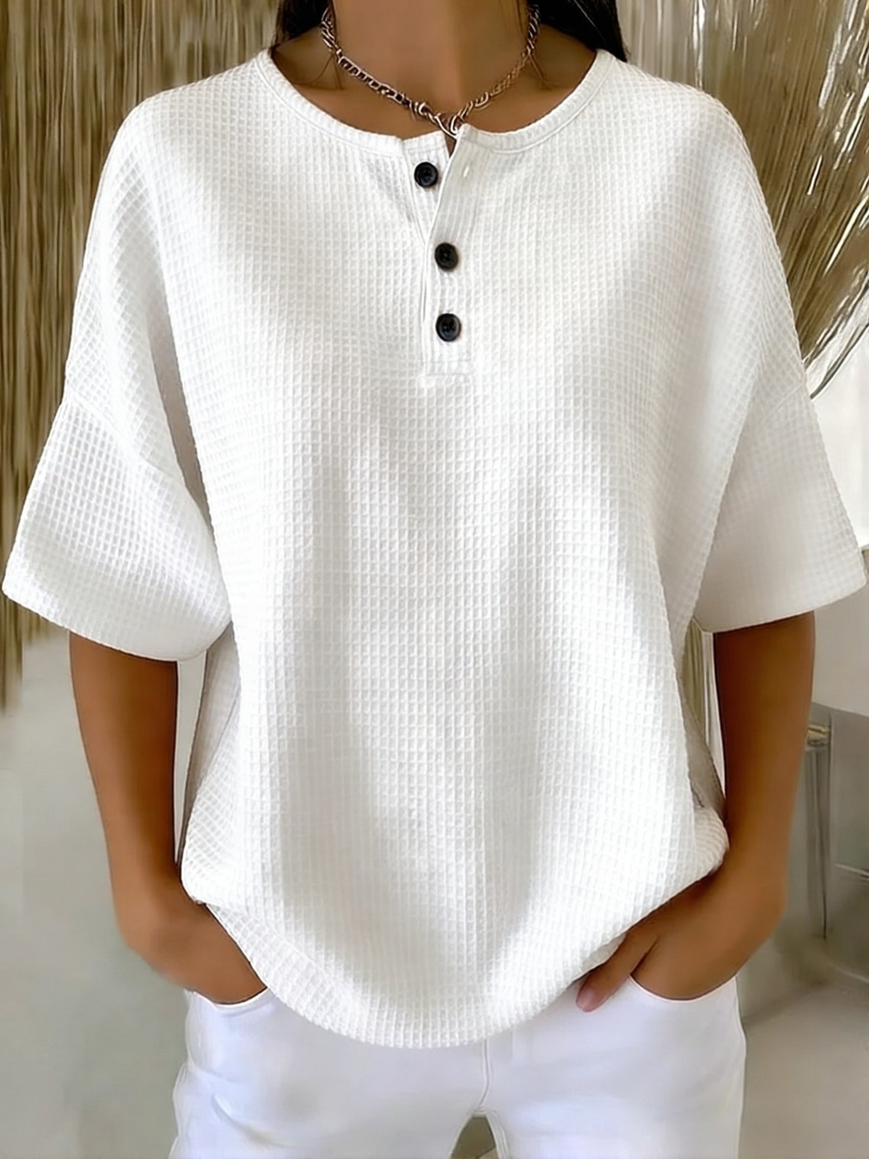 Nora™ | Short Sleeve Henley Top