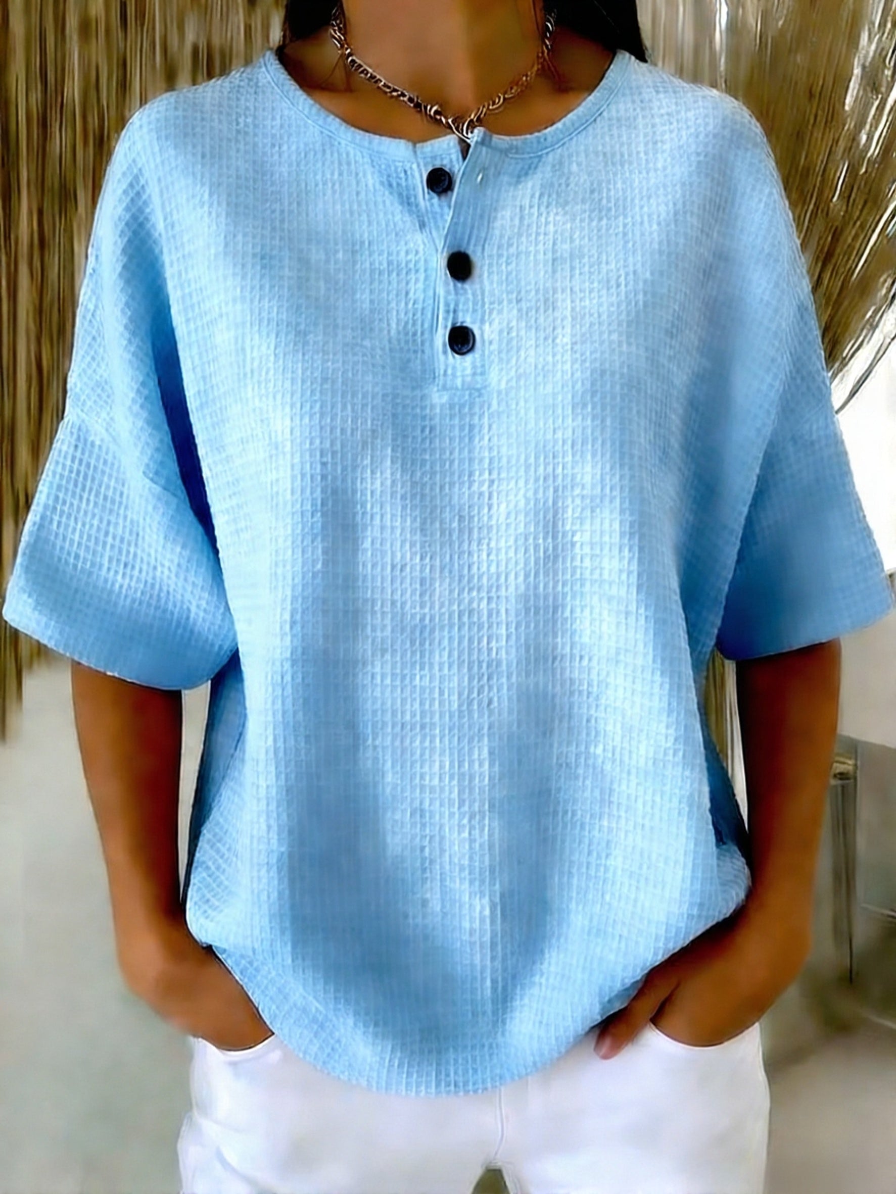 Nora™ | Short Sleeve Henley Top