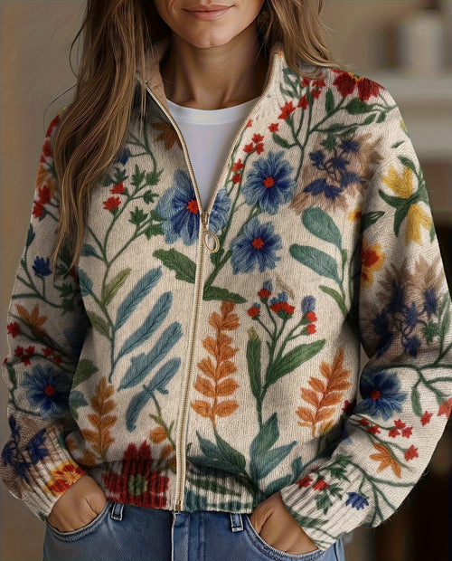 Tabitha™ | Botanical Garden Floral Zip Cardigan