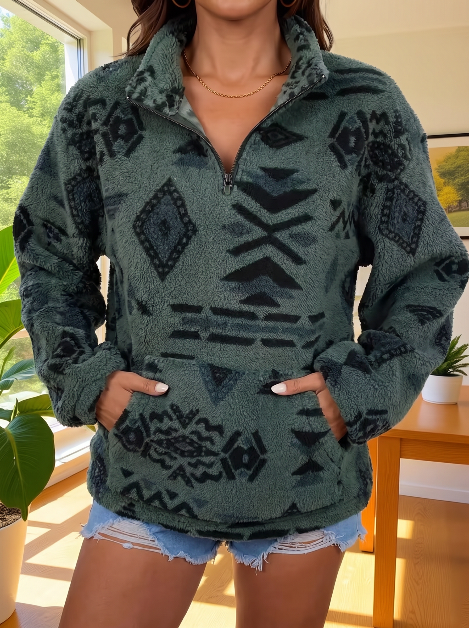 Talula™ | Forest Aztec Fleece Half-Zip — 1