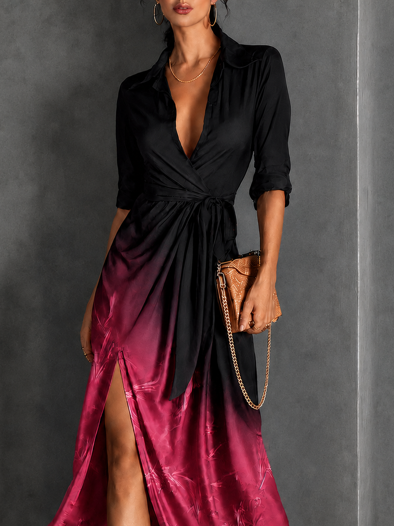 Jovara™ | Ombre Wrap Midi Dress