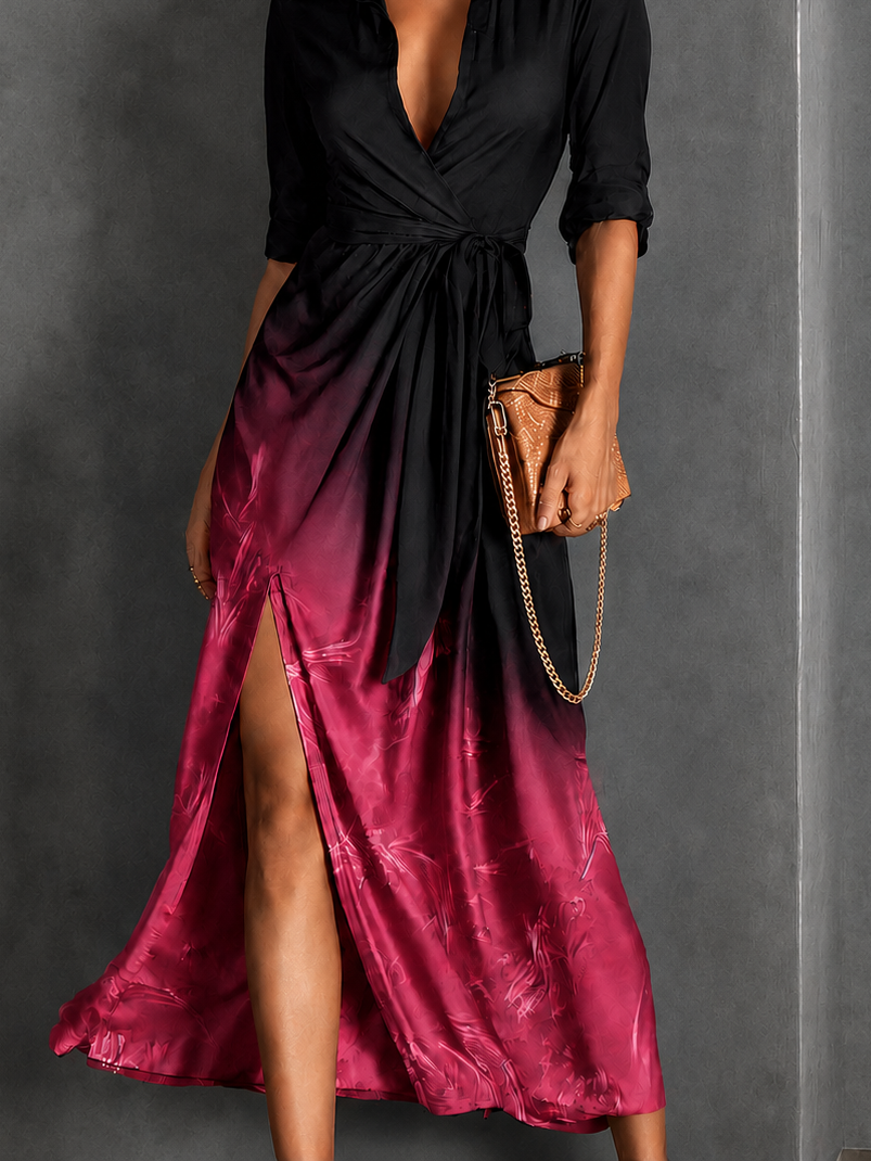 Jovara™ | Ombre Wrap Midi Dress