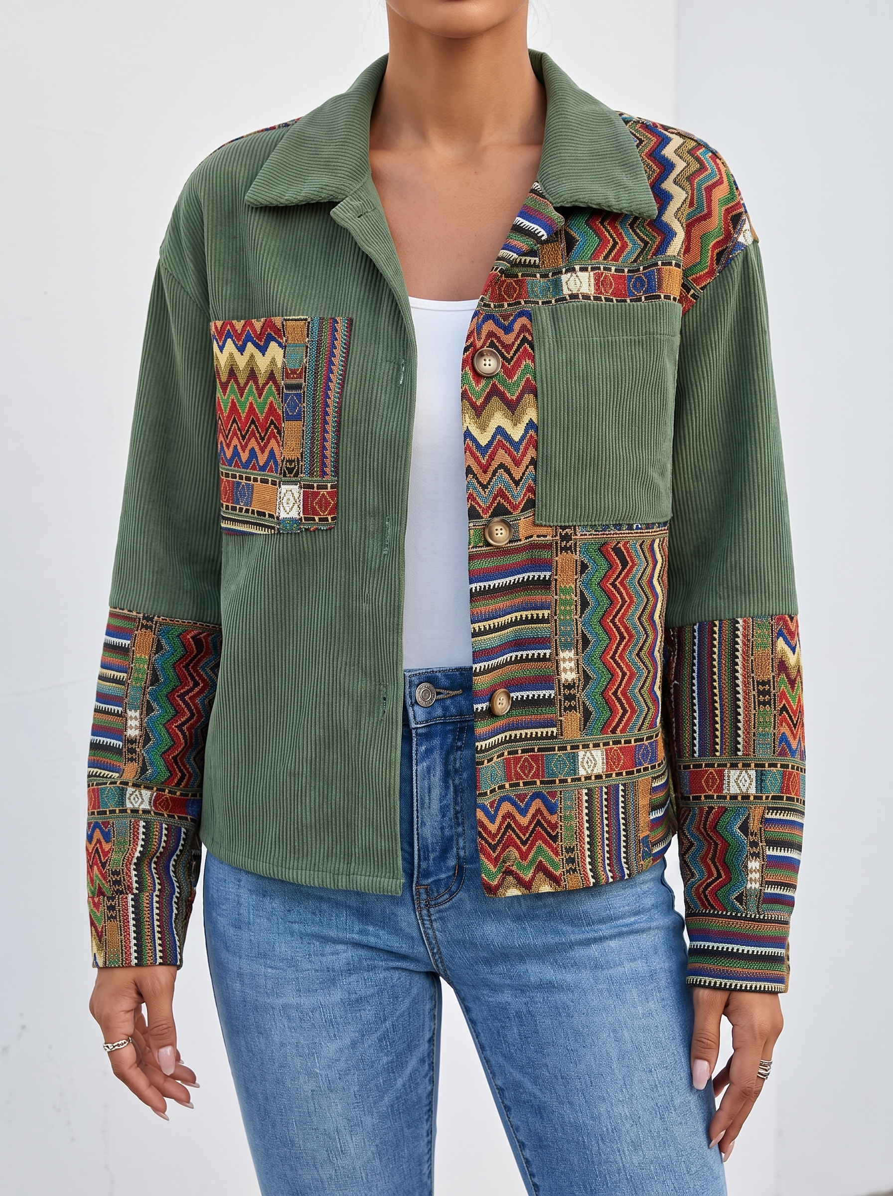 Orlaith™ | Patchwork Corduroy Jacket — 1