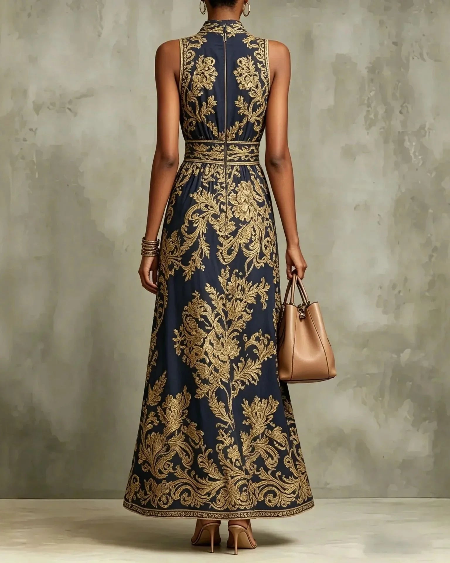 Florence™ | Baroque Gold Print Maxi Dress