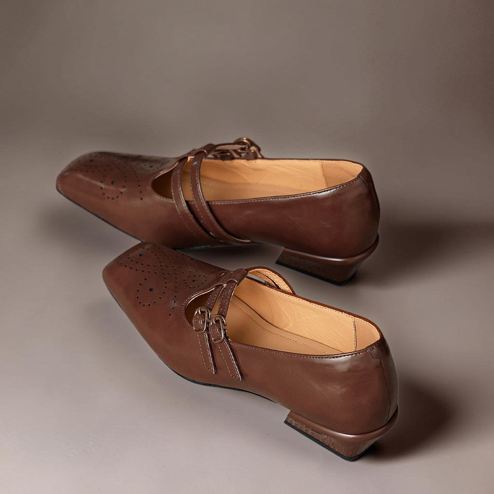 Hazel™ | Brogued Dual-Strap Mary Jane Pump