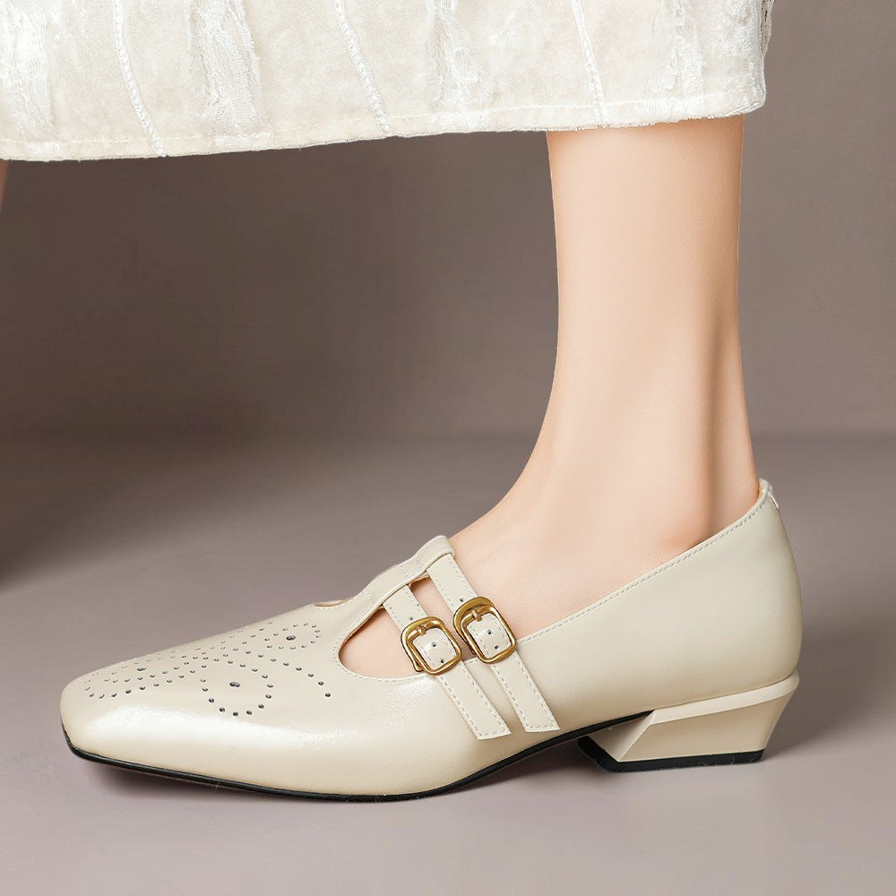 Hazel™ | Brogued Dual-Strap Mary Jane Pump