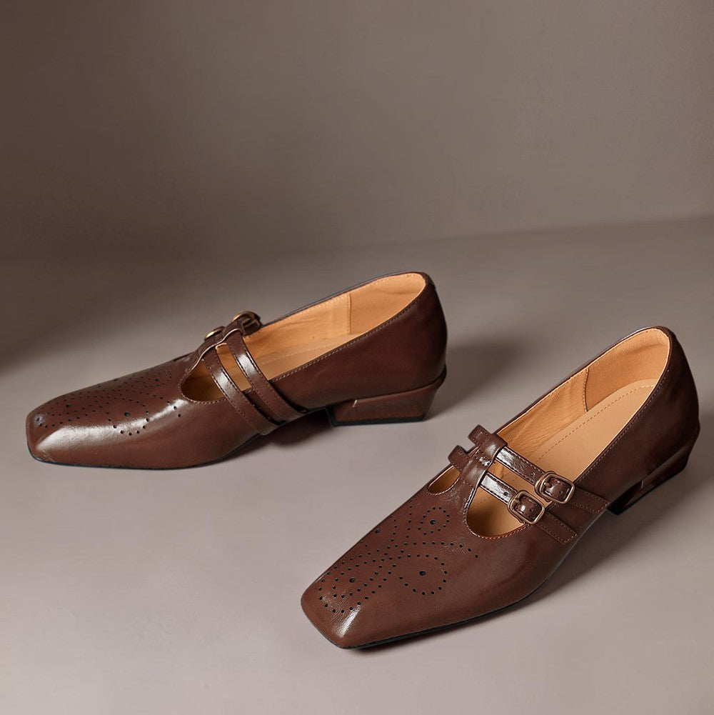 Hazel™ | Brogued Dual-Strap Mary Jane Pump