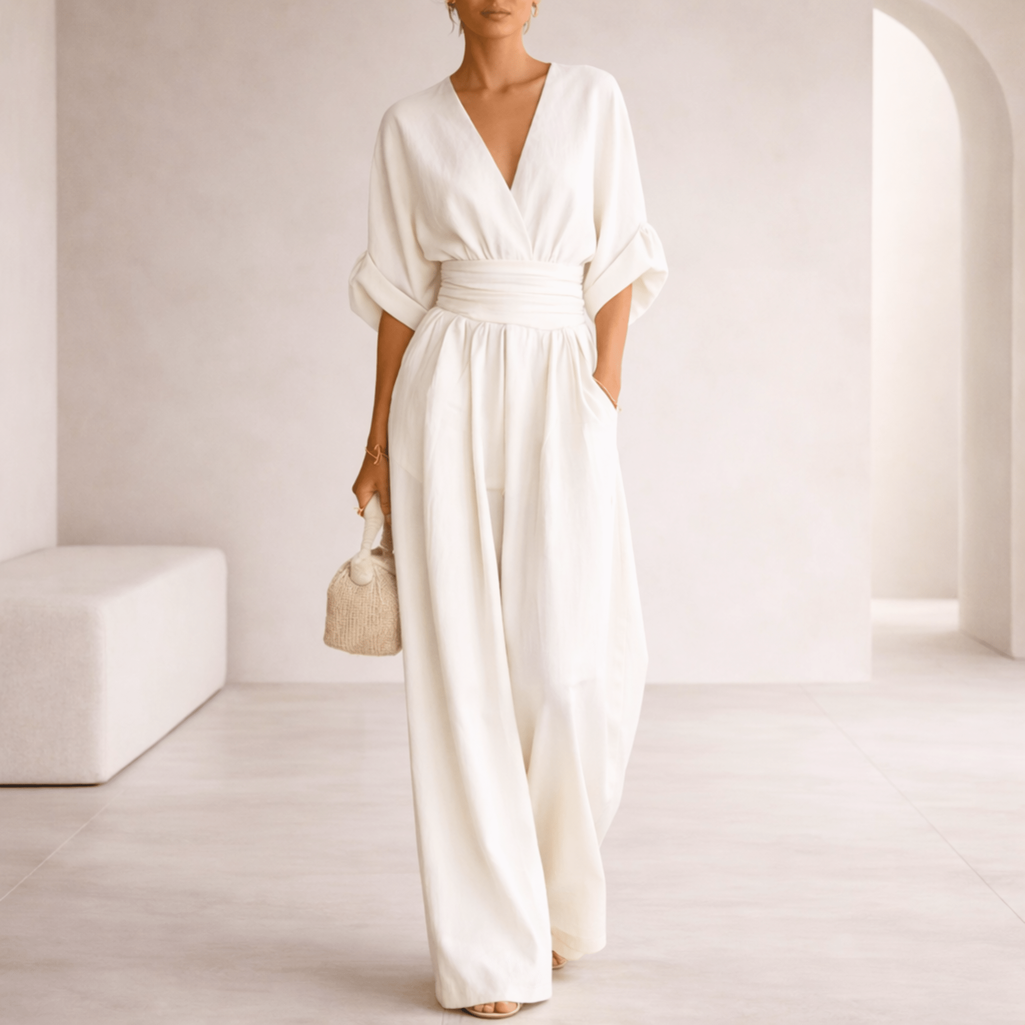 Elira | Essential V-Neck Wide-Leg Jumpsuit for Women