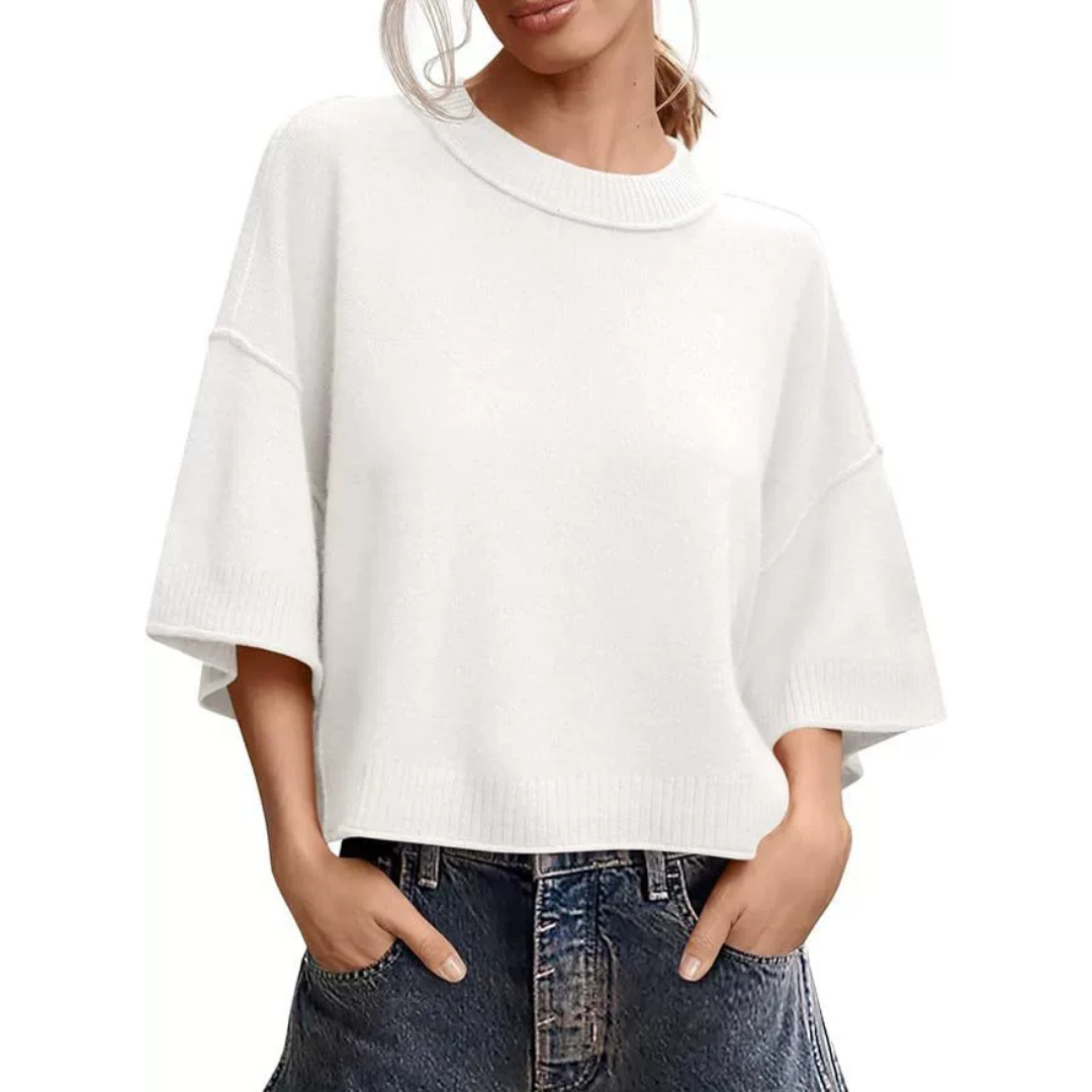 Thea™ | Short-Sleeve Round Neck Knit Top