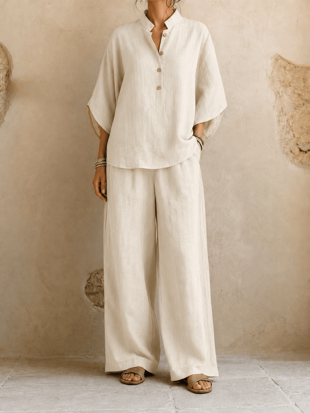 Annelies™ | Batwing Sleeve Top & Wide-Leg Pants Set