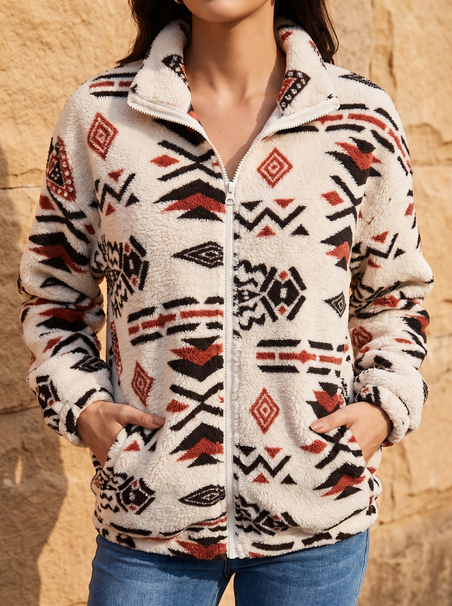 Winslow™ | Hooded Aztec Sherpa Jacket — 1