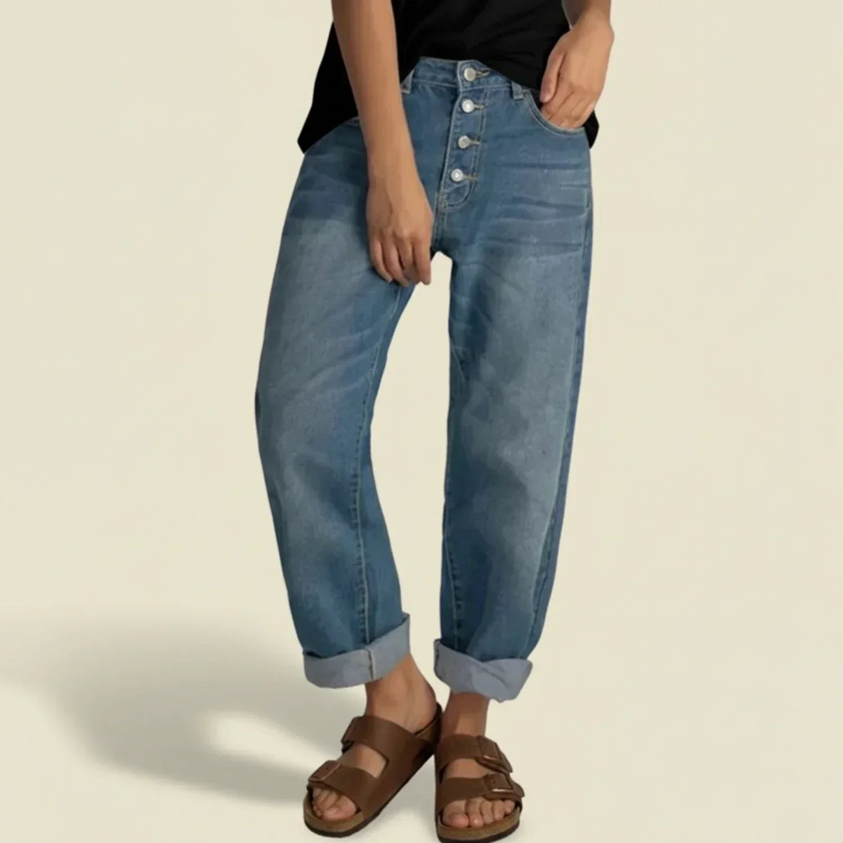 Women’s High Waisted Button Fly Jeans