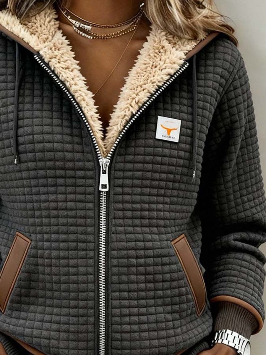 Silvana™ | Sherpa-Lined Quilted Zip-Up Hooded Jacket