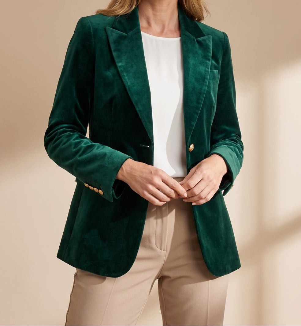 Lucinda™ | Slim-Fit Gold-Button Blazer
