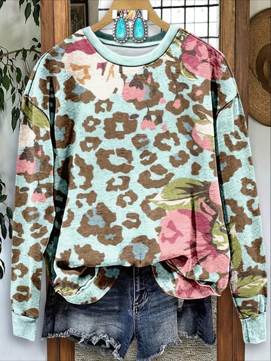 Wrenlow™ | Western Floral Leopard Sweatshirt