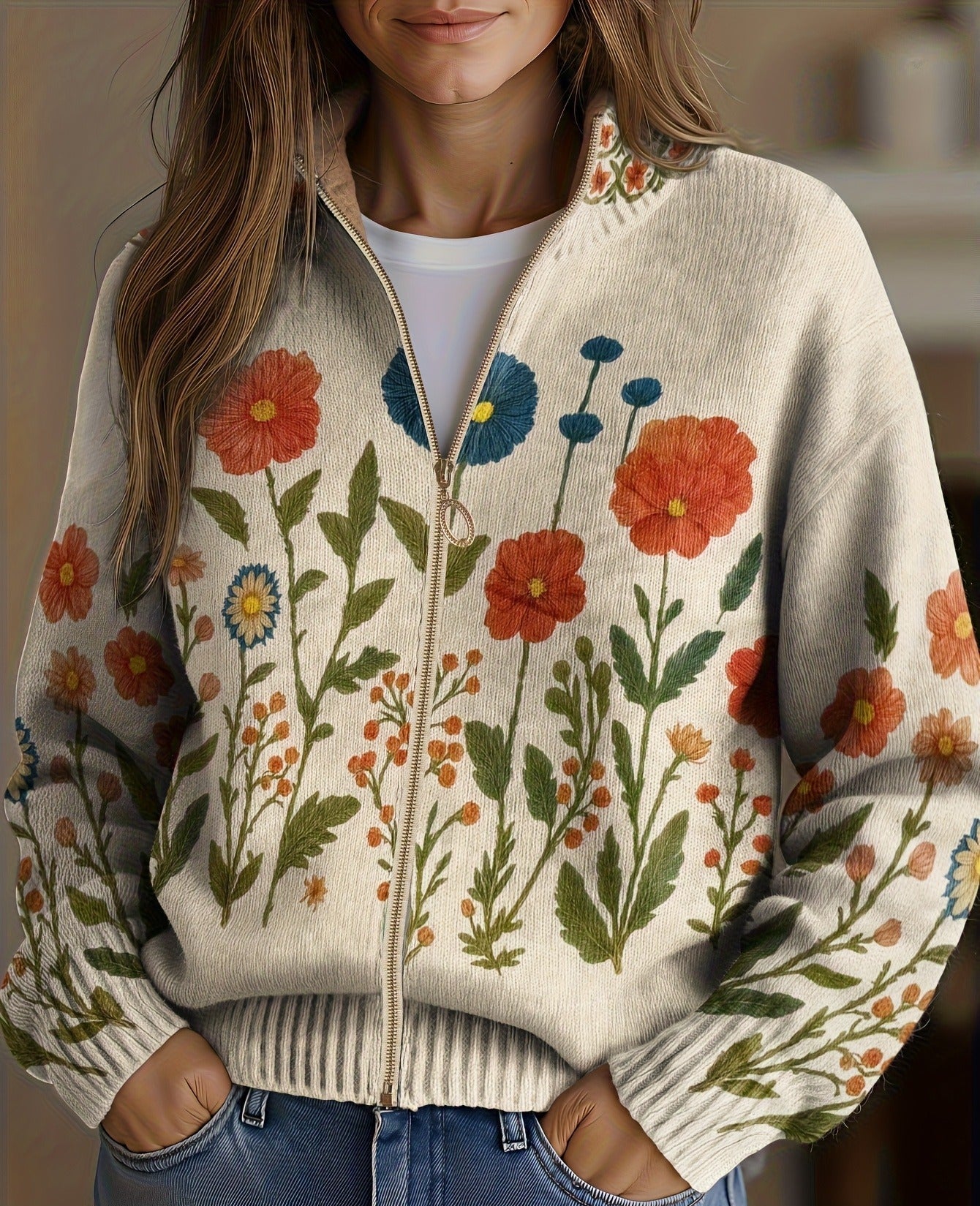 Wrenna™ | Wildflower Meadow Zip Cardigan