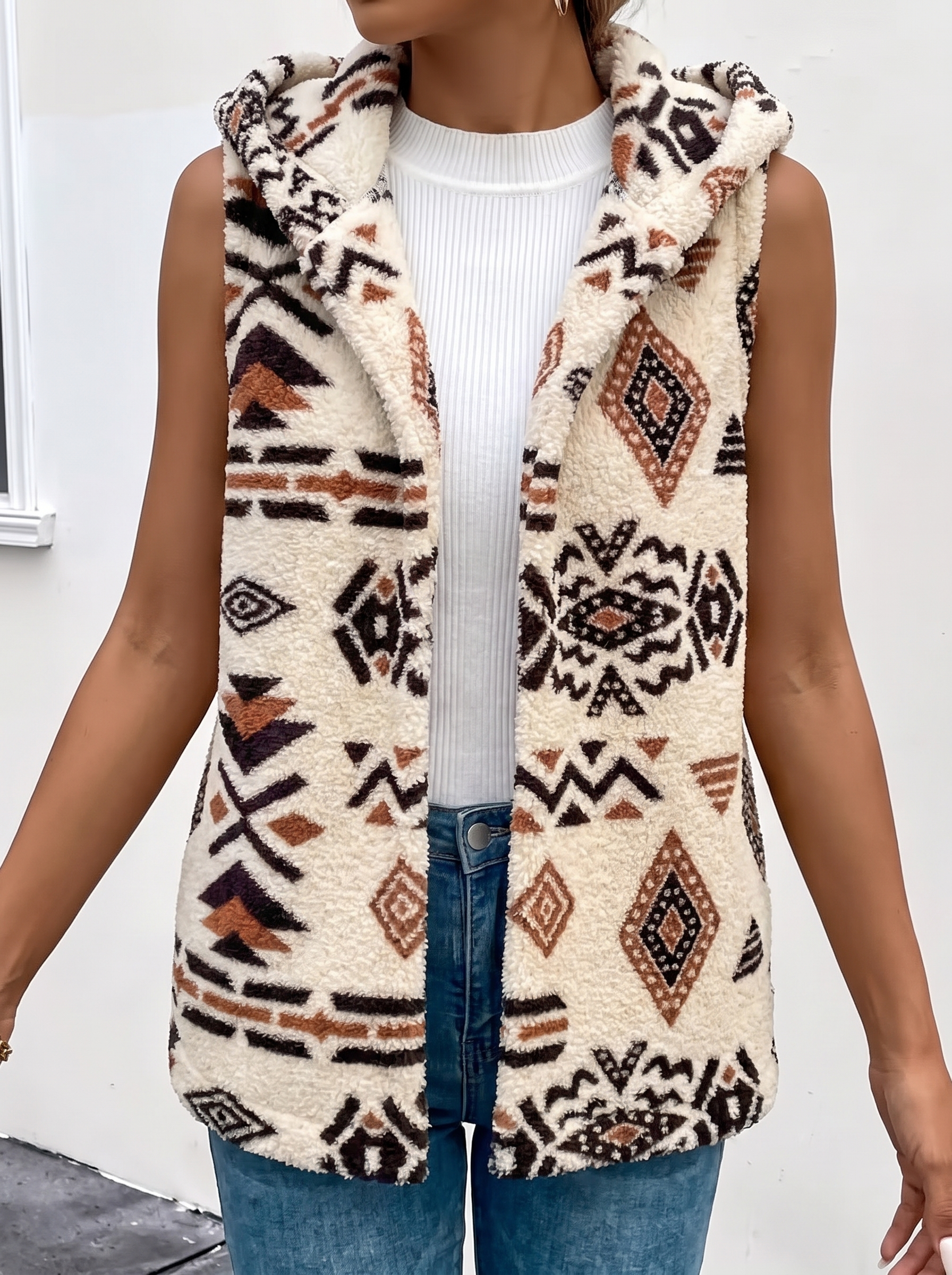 Wynstead™ | Hooded Aztec Sherpa Vest — 1