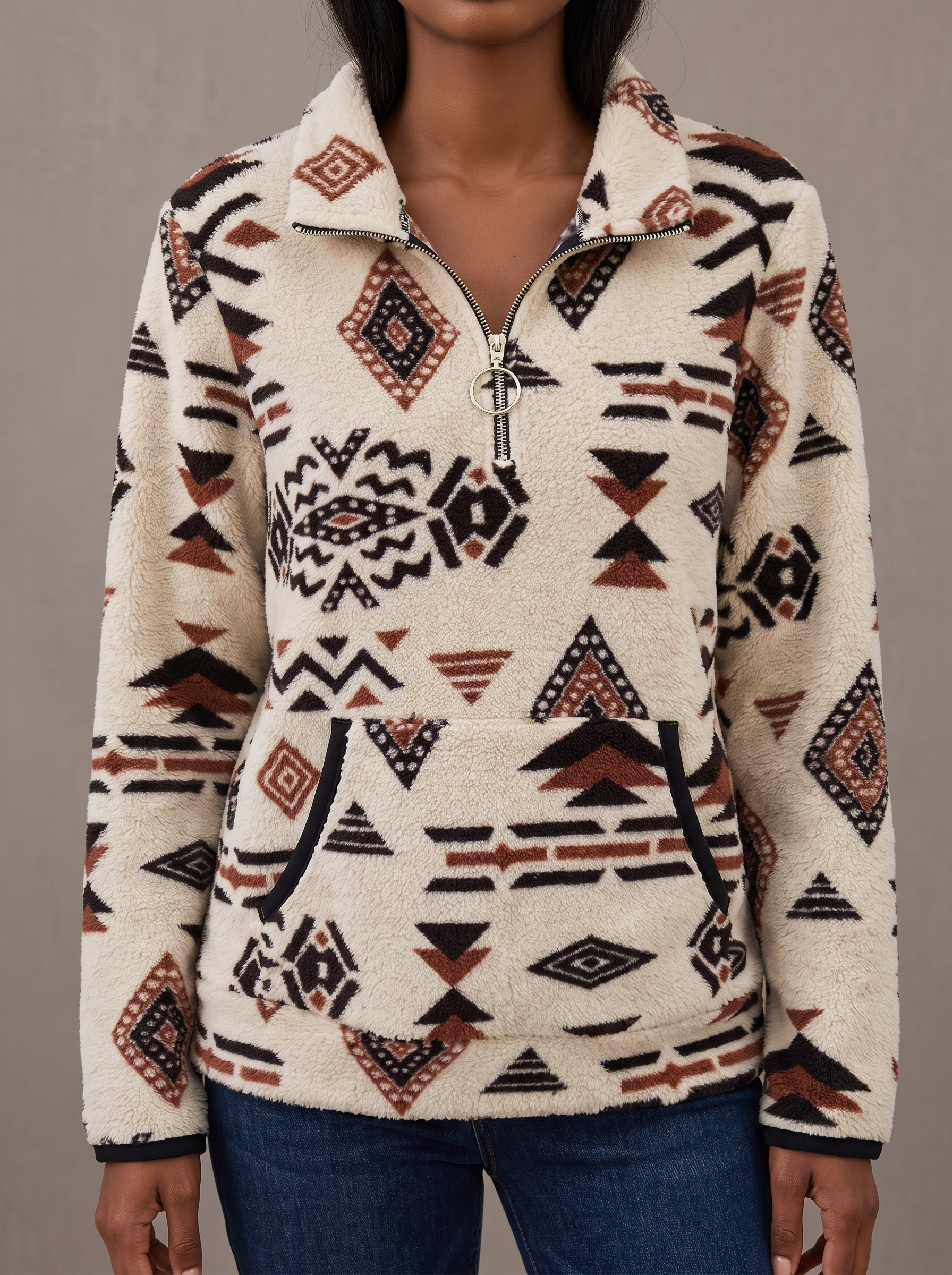 Wynora™ | Aztec Half-Zip Sherpa Pullover — 1
