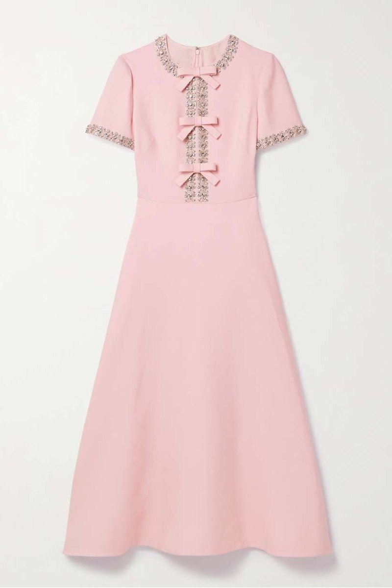 Arcella™ | Crystal-Embellished Bow Midi Dress