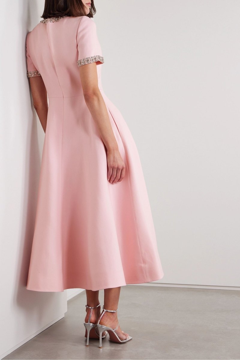 Arcella™ | Crystal-Embellished Bow Midi Dress